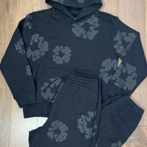 Denim Tears The Cotton Wreath Black Monochrome Pullover Hoodie